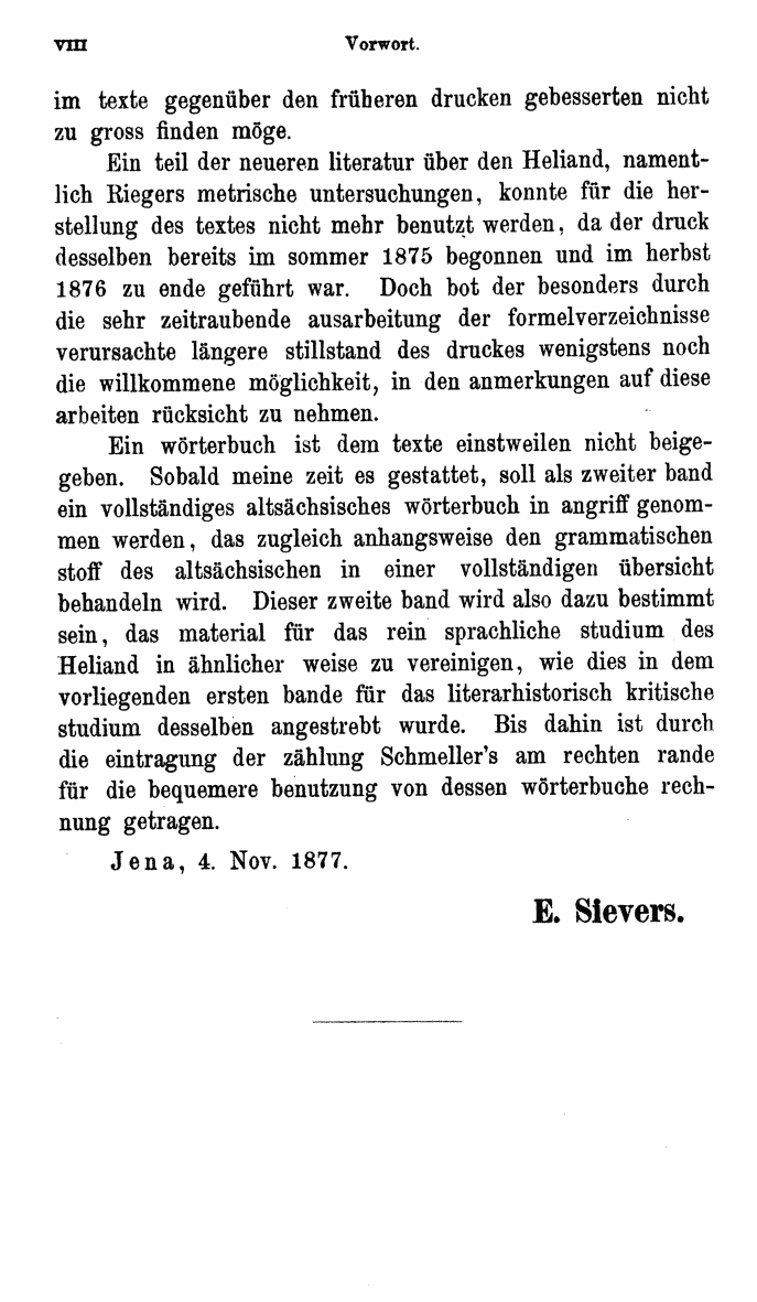 HELIAND herausgegeben von Eduard Sievers (1878) p.  viii.