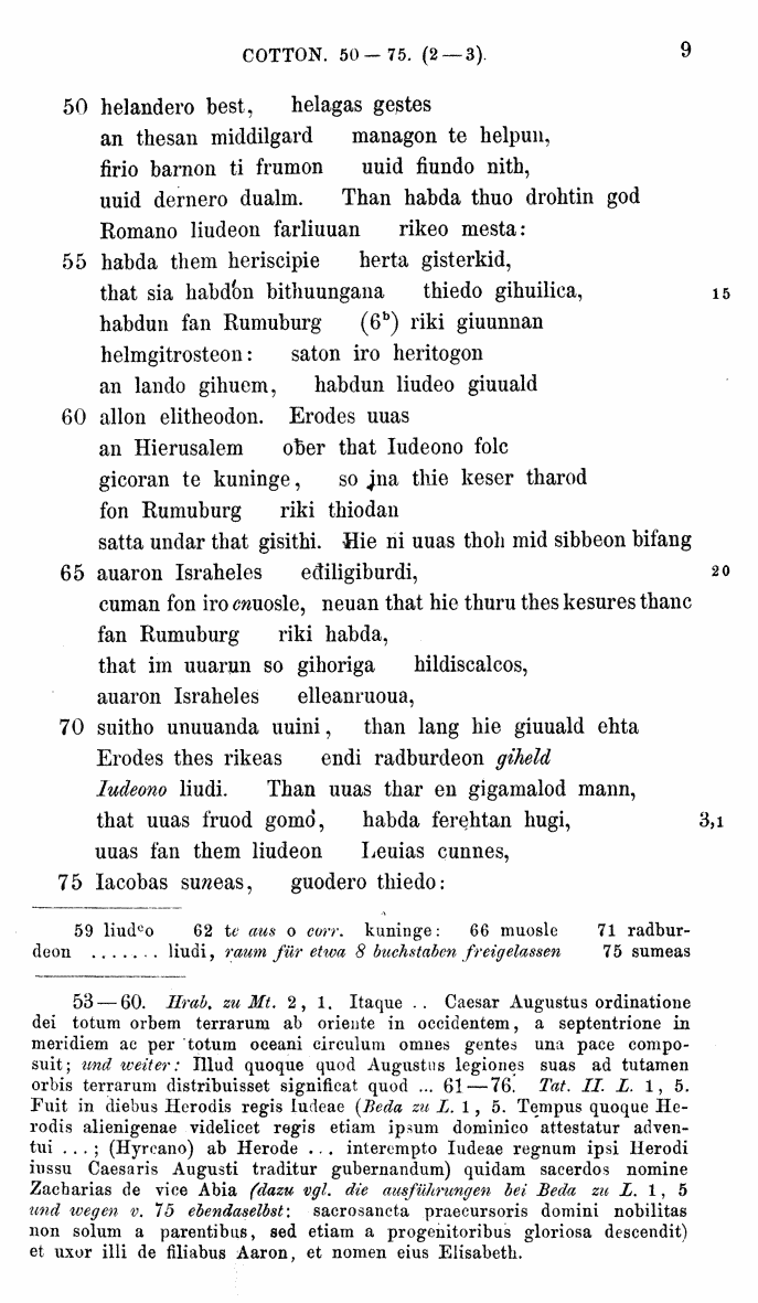 HELIAND herausgegeben von Eduard Sievers (1878) p.  9.