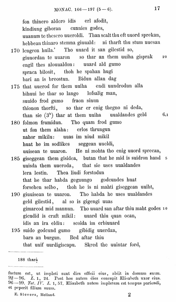 HELIAND herausgegeben von Eduard Sievers (1878) p.  17.