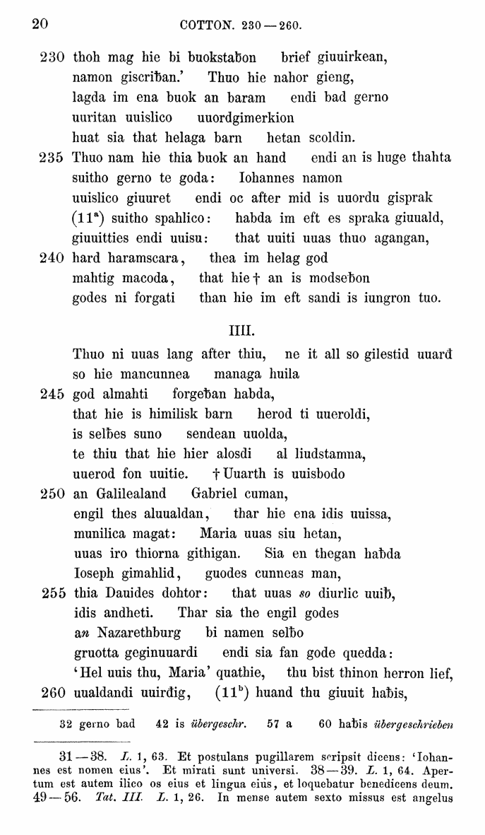 HELIAND herausgegeben von Eduard Sievers (1878) p.  20.