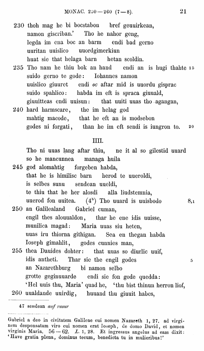 HELIAND herausgegeben von Eduard Sievers (1878) p.  21.