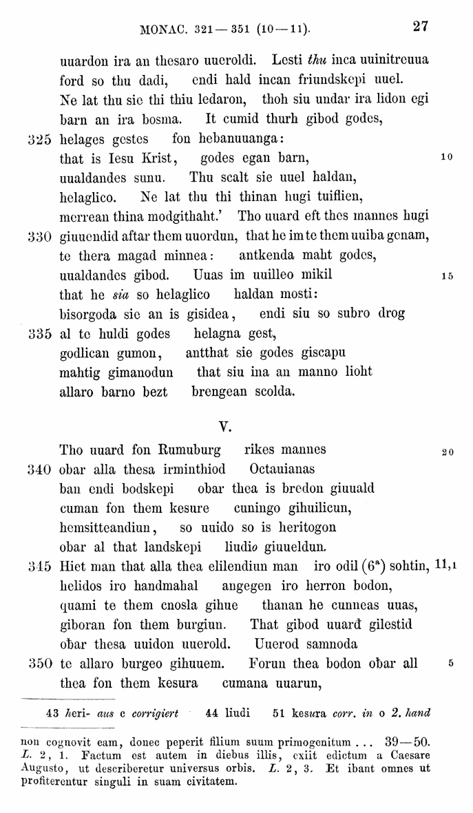 HELIAND herausgegeben von Eduard Sievers (1878) p.  27.