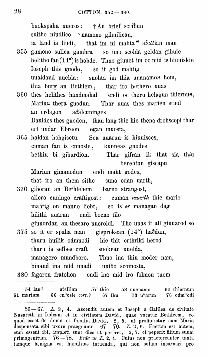 HELIAND herausgegeben von Eduard Sievers (1878) p.  28.