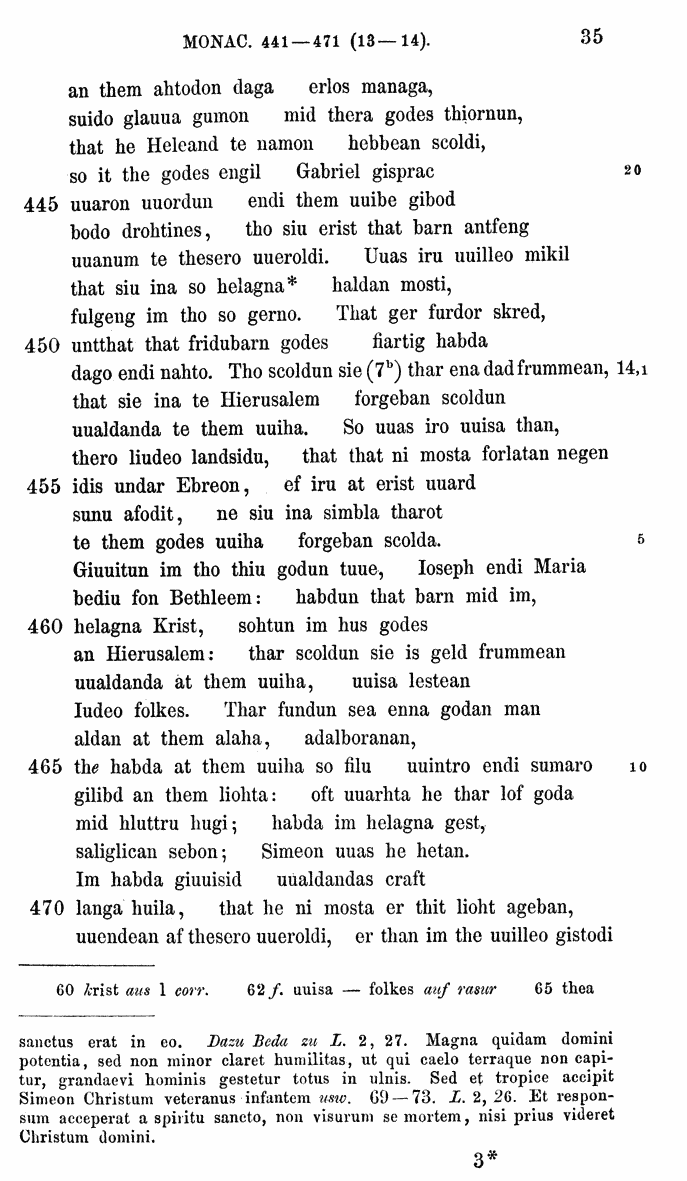 HELIAND herausgegeben von Eduard Sievers (1878) p.  35.