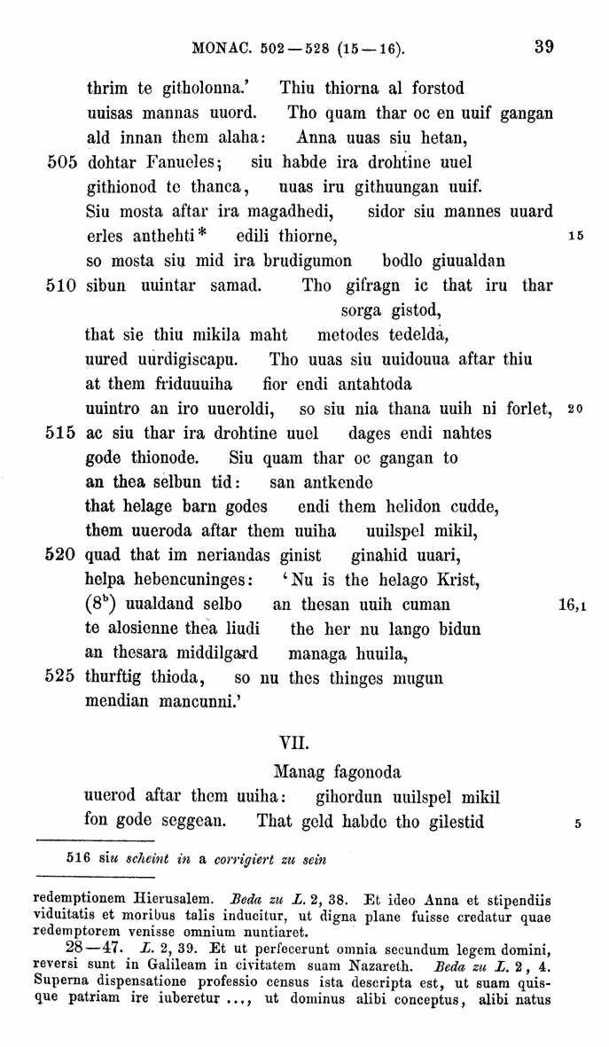 HELIAND herausgegeben von Eduard Sievers (1878) p.  39.