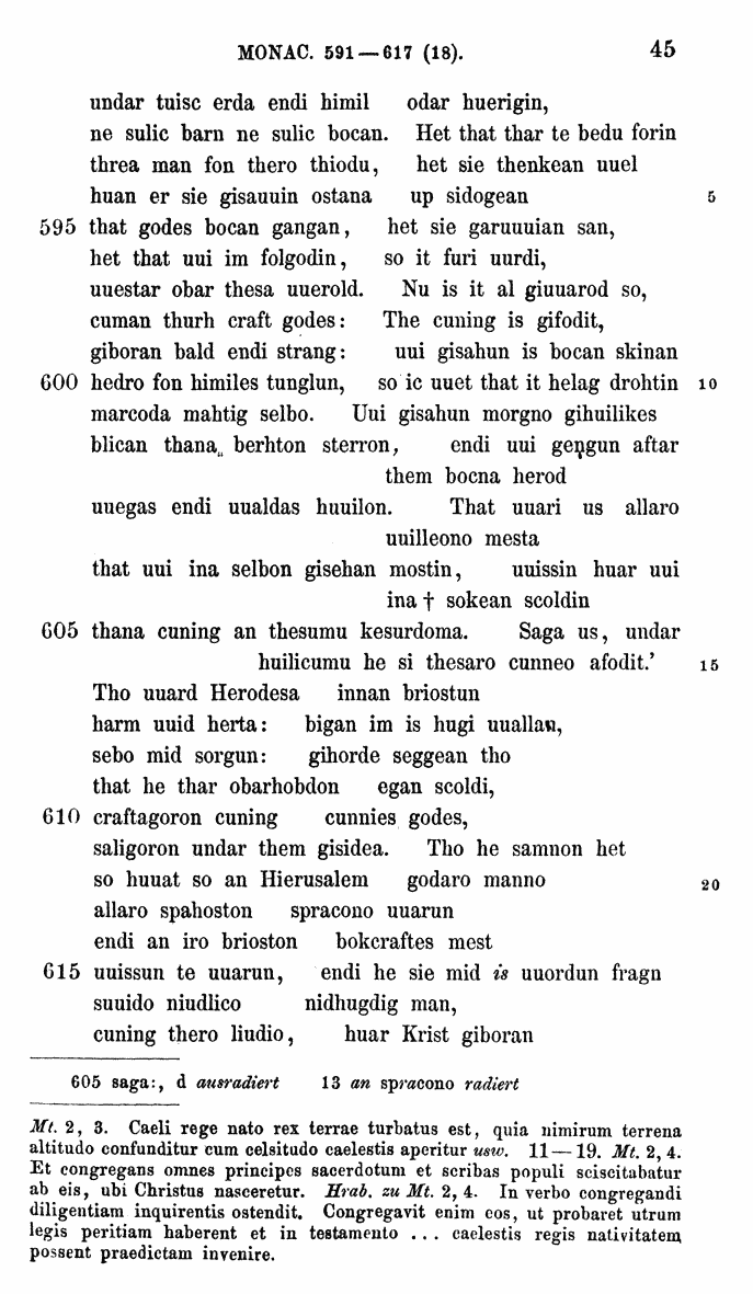 HELIAND herausgegeben von Eduard Sievers (1878) p.  45.