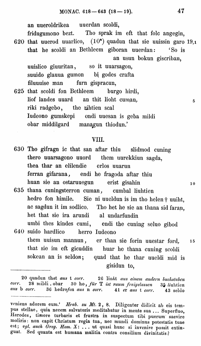 HELIAND herausgegeben von Eduard Sievers (1878) p.  47.