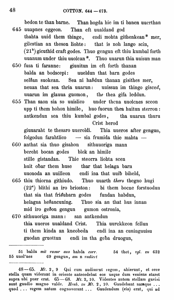 HELIAND herausgegeben von Eduard Sievers (1878) p.  48.