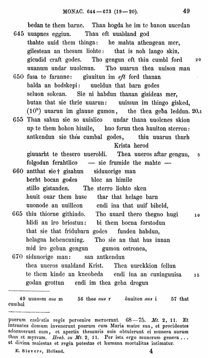 HELIAND herausgegeben von Eduard Sievers (1878) p.  49.
