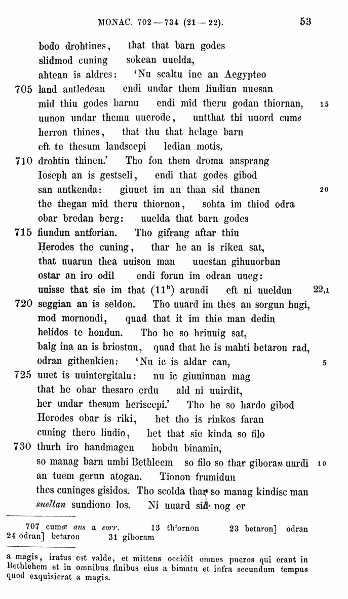 HELIAND herausgegeben von Eduard Sievers (1878) p.  53.