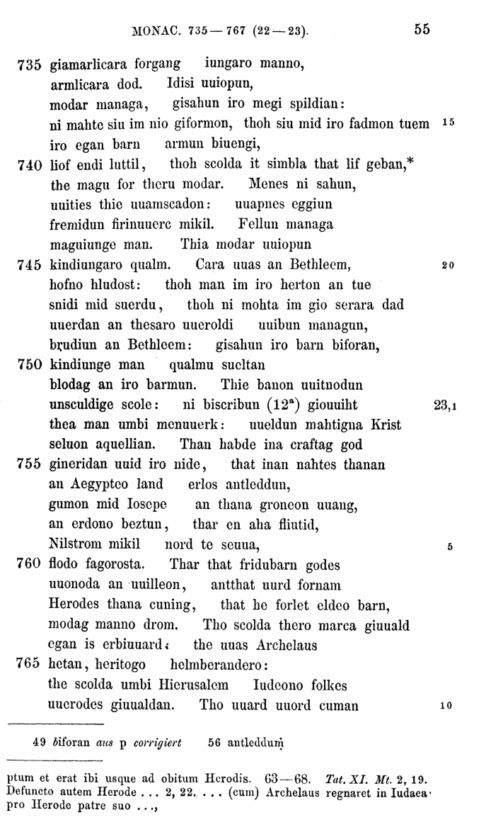 HELIAND herausgegeben von Eduard Sievers (1878) p.  55.