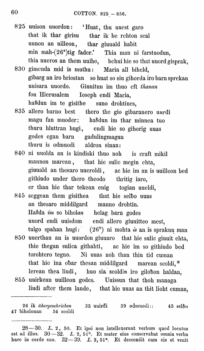 HELIAND herausgegeben von Eduard Sievers (1878) p.  60.