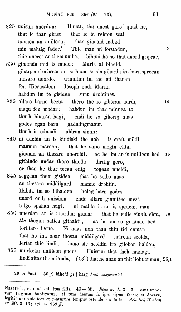 HELIAND herausgegeben von Eduard Sievers (1878) p.  61.