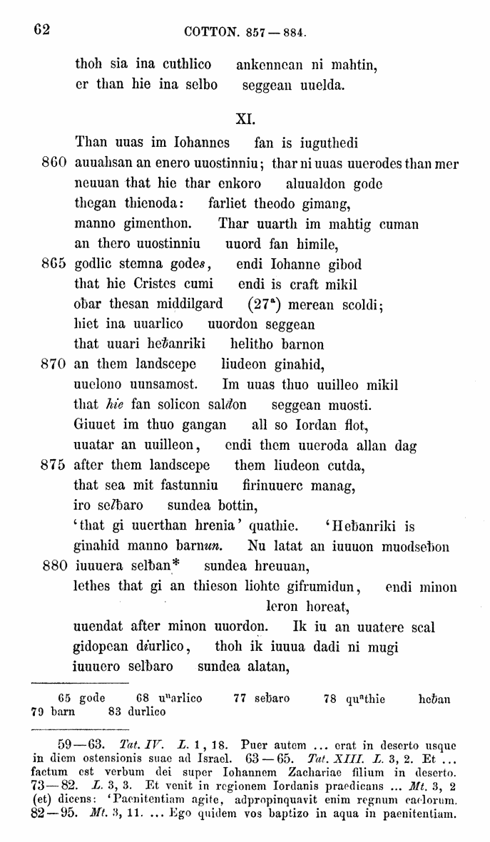 HELIAND herausgegeben von Eduard Sievers (1878) p.  62.