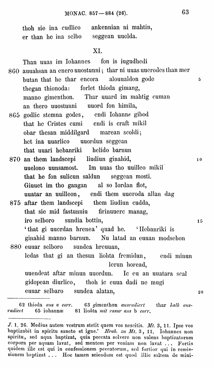 HELIAND herausgegeben von Eduard Sievers (1878) p.  63.