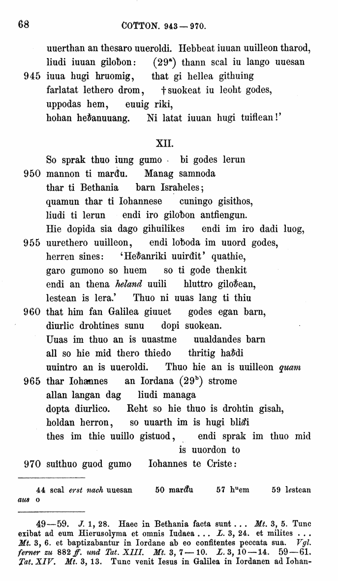 HELIAND herausgegeben von Eduard Sievers (1878) p.  68.