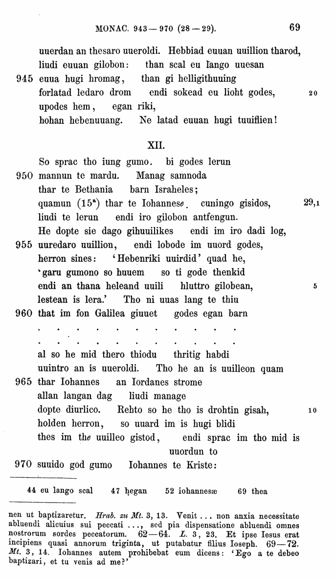 HELIAND herausgegeben von Eduard Sievers (1878) p.  69.
