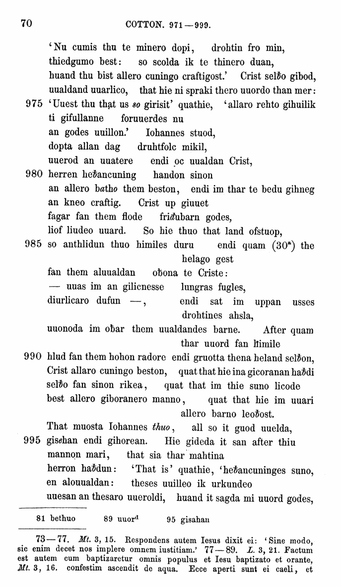 HELIAND herausgegeben von Eduard Sievers (1878) p.  70.
