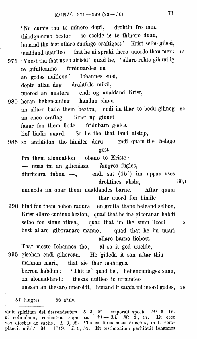 HELIAND herausgegeben von Eduard Sievers (1878) p.  71.