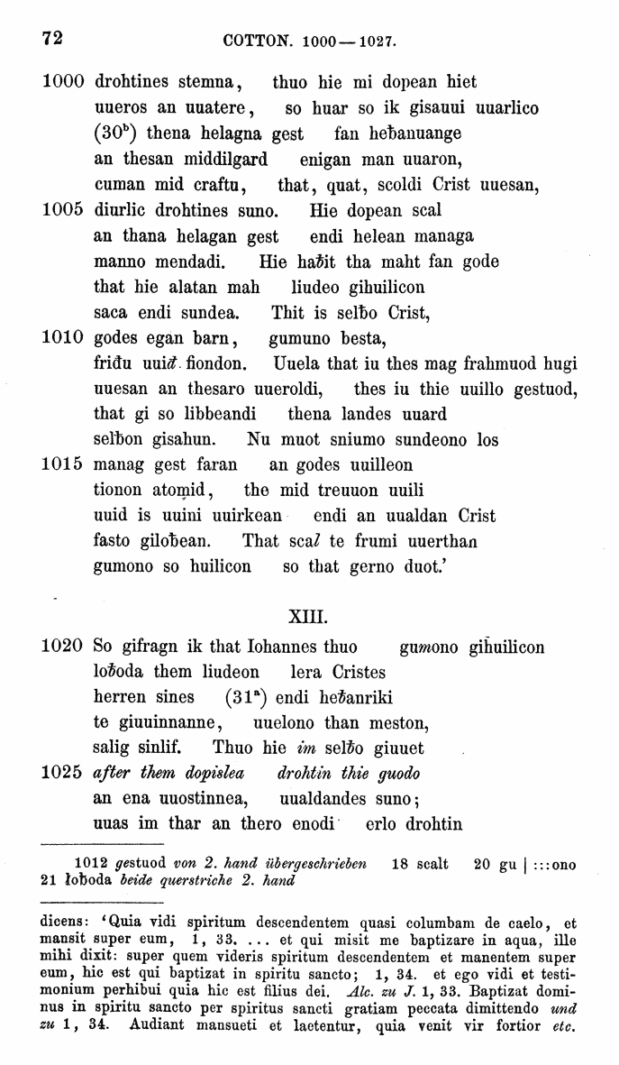HELIAND herausgegeben von Eduard Sievers (1878) p.  72.