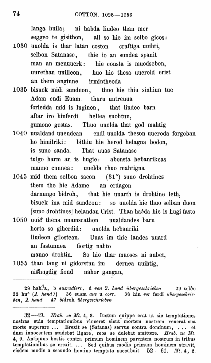 HELIAND herausgegeben von Eduard Sievers (1878) p.  74.