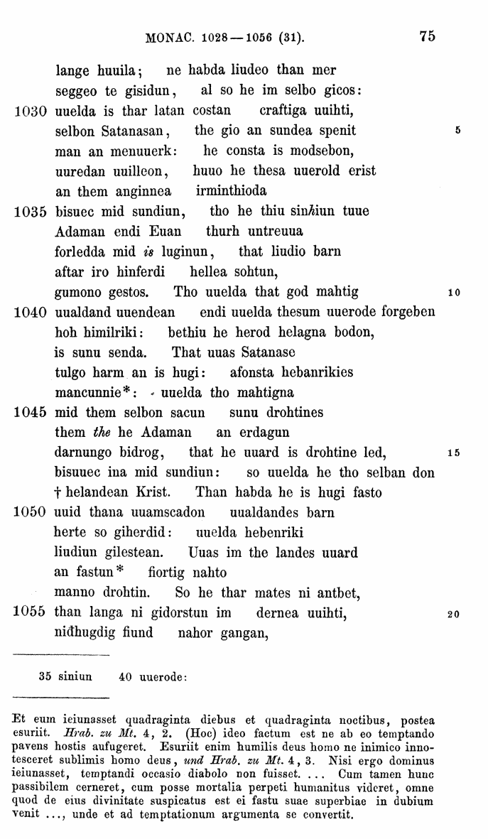 HELIAND herausgegeben von Eduard Sievers (1878) p.  75.