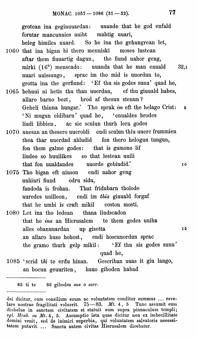 HELIAND herausgegeben von Eduard Sievers (1878) p.  77.