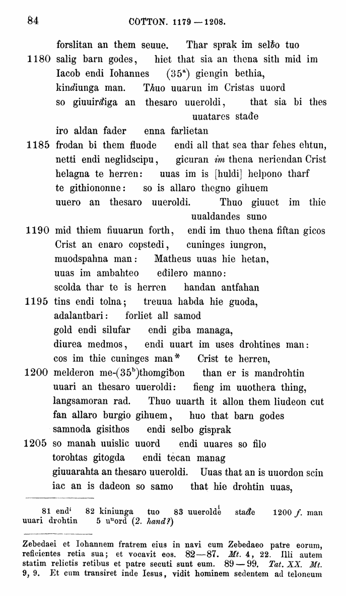HELIAND herausgegeben von Eduard Sievers (1878) p.  84.