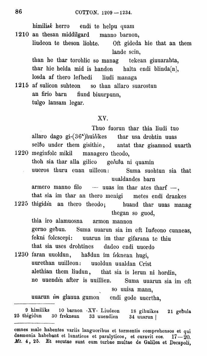 HELIAND herausgegeben von Eduard Sievers (1878) p.  86.