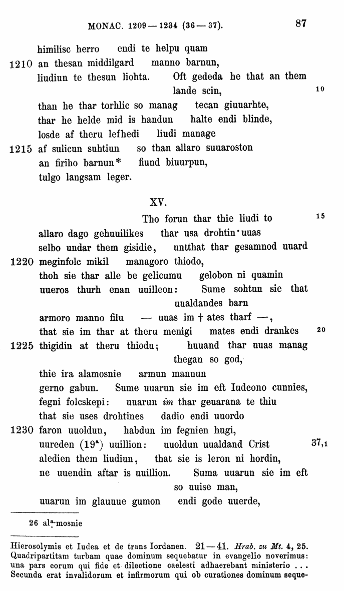 HELIAND herausgegeben von Eduard Sievers (1878) p.  87.