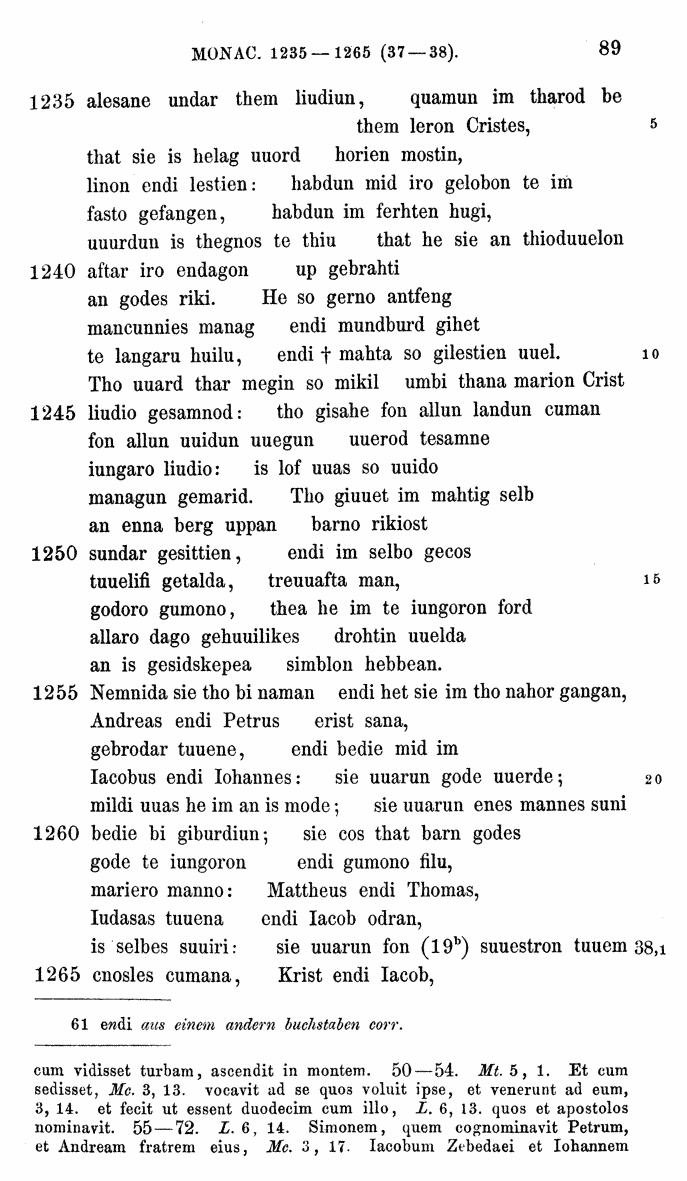 HELIAND herausgegeben von Eduard Sievers (1878) p.  89.