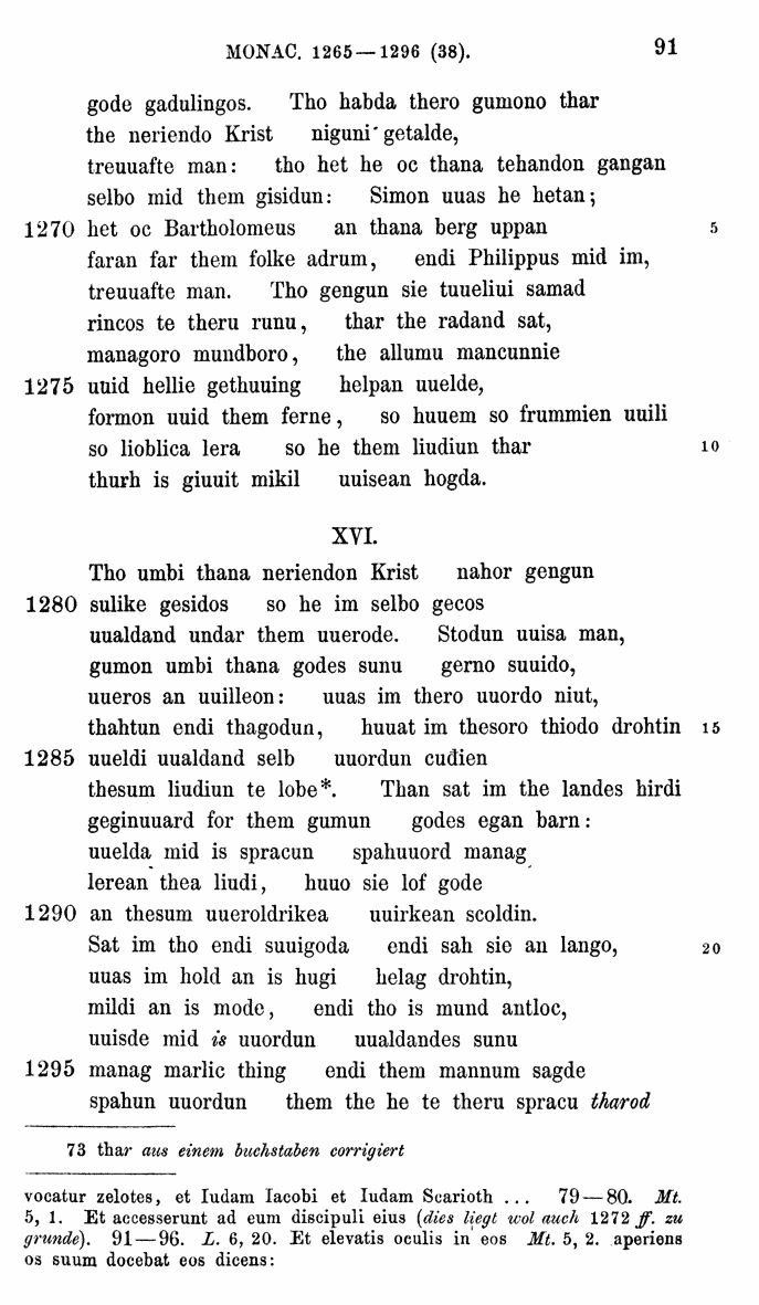 HELIAND herausgegeben von Eduard Sievers (1878) p.  91.