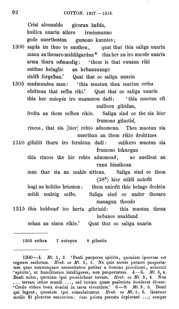 HELIAND herausgegeben von Eduard Sievers (1878) p.  92.