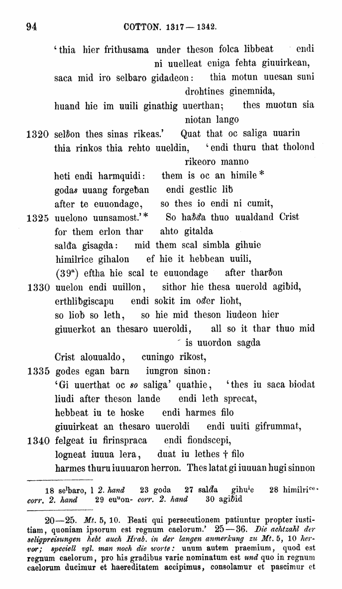 HELIAND herausgegeben von Eduard Sievers (1878) p.  94.