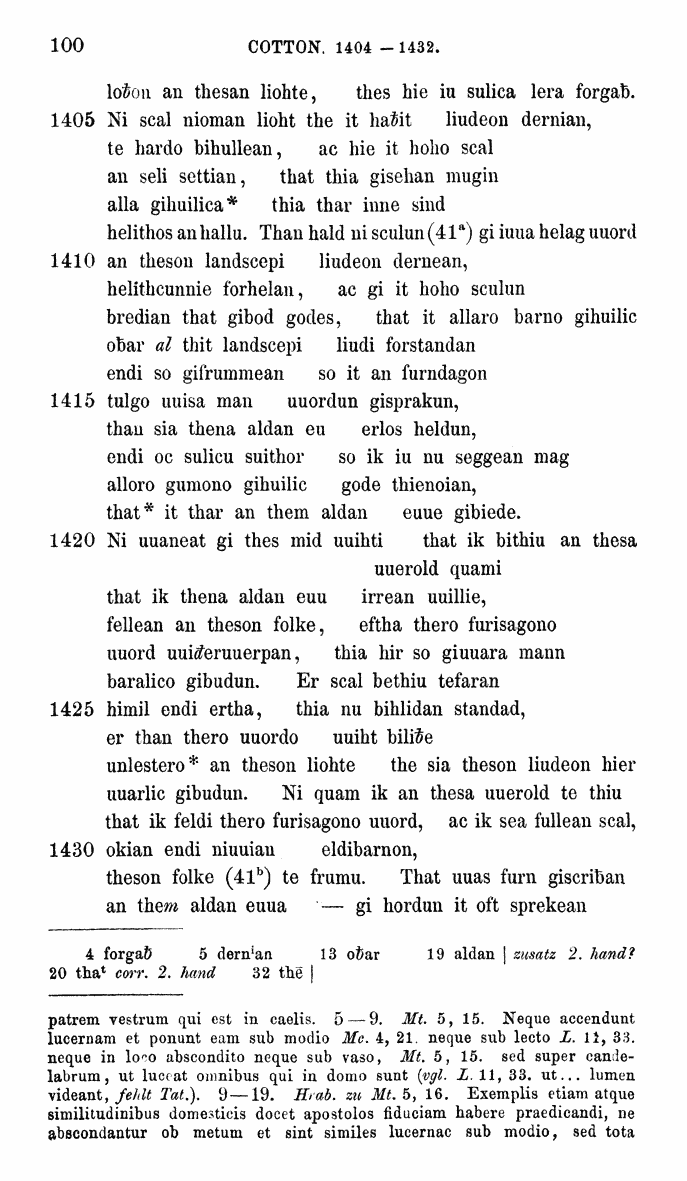 HELIAND herausgegeben von Eduard Sievers (1878) p.  100.