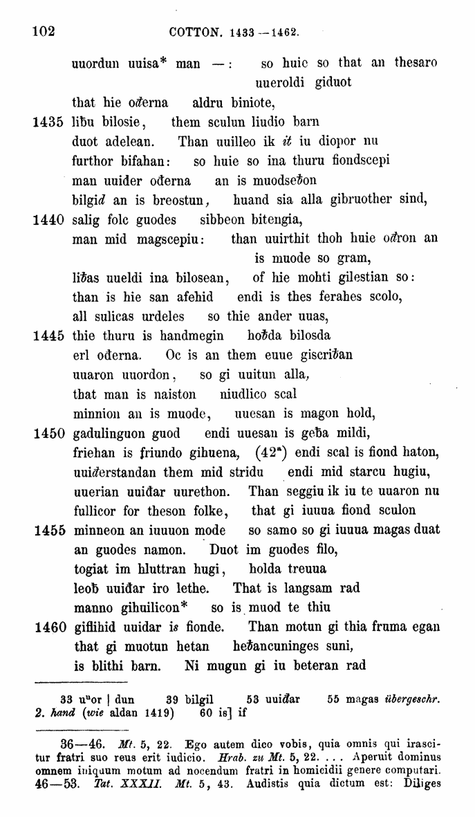 HELIAND herausgegeben von Eduard Sievers (1878) p.  102.
