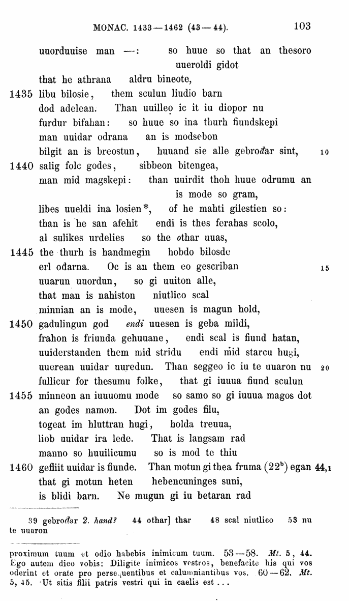 HELIAND herausgegeben von Eduard Sievers (1878) p.  103.