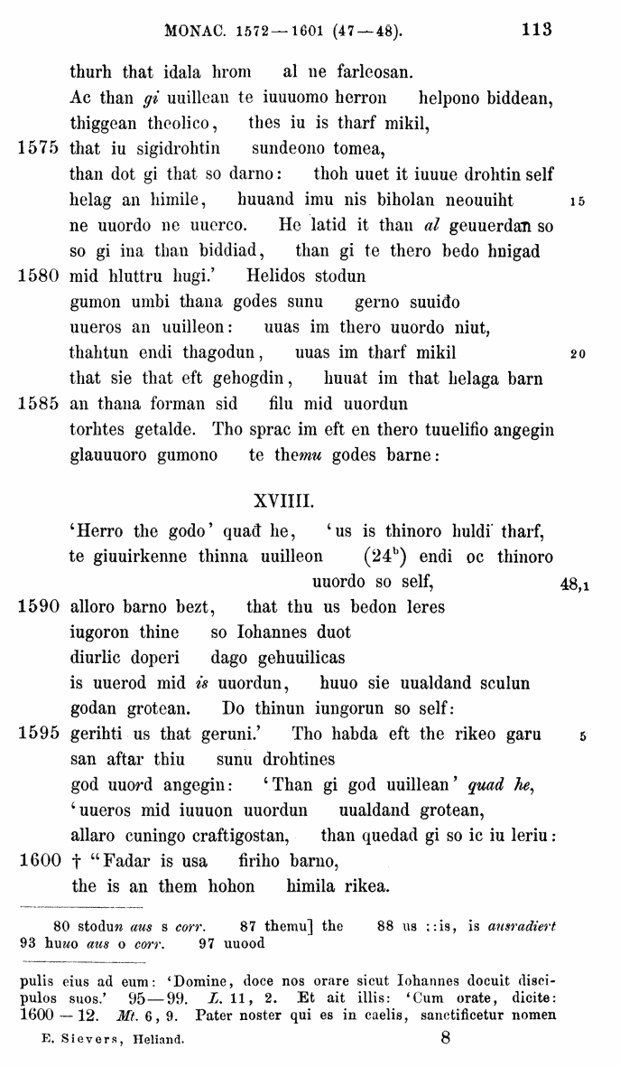 HELIAND herausgegeben von Eduard Sievers (1878) p.  113.
