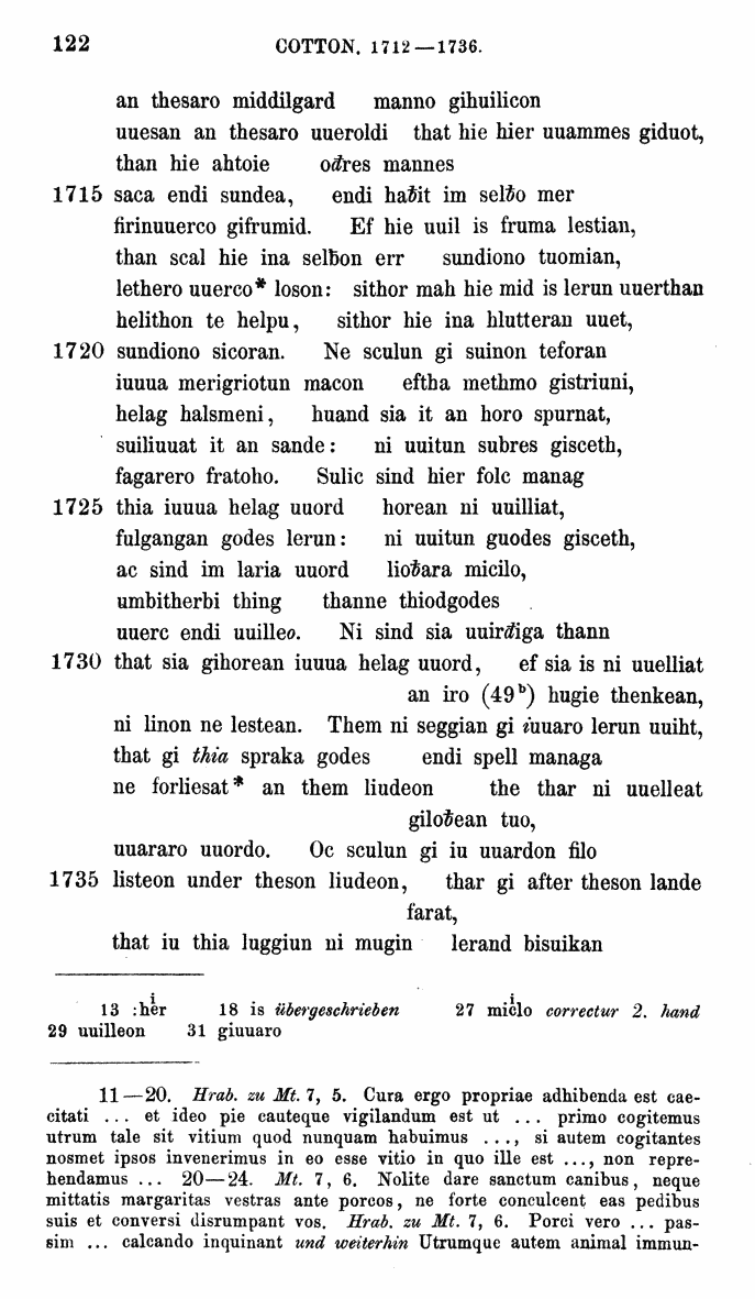 HELIAND herausgegeben von Eduard Sievers (1878) p.  122.