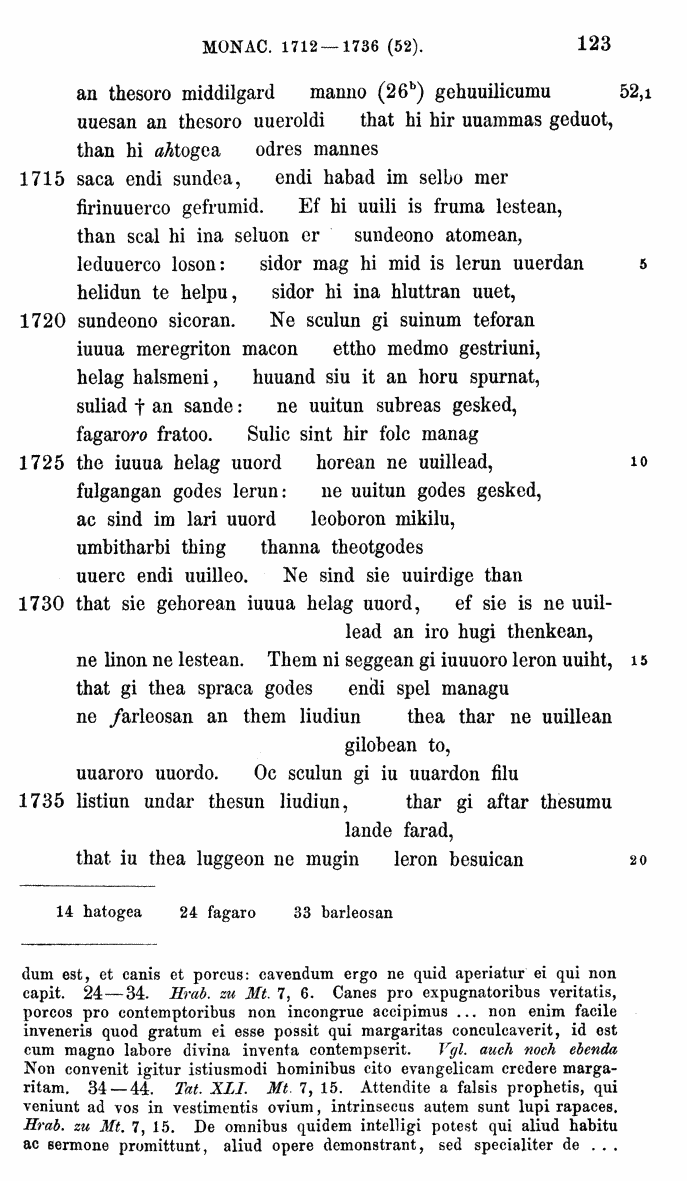 HELIAND herausgegeben von Eduard Sievers (1878) p.  123.