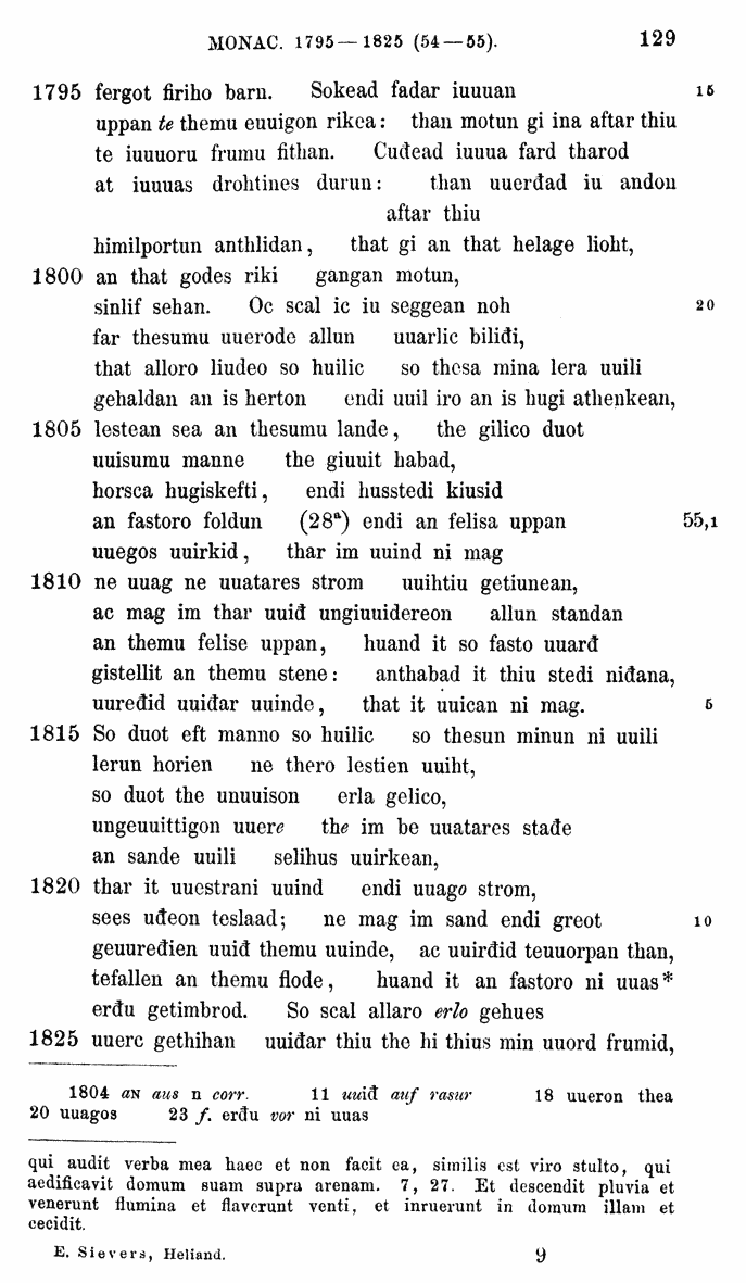 HELIAND herausgegeben von Eduard Sievers (1878) p.  129.