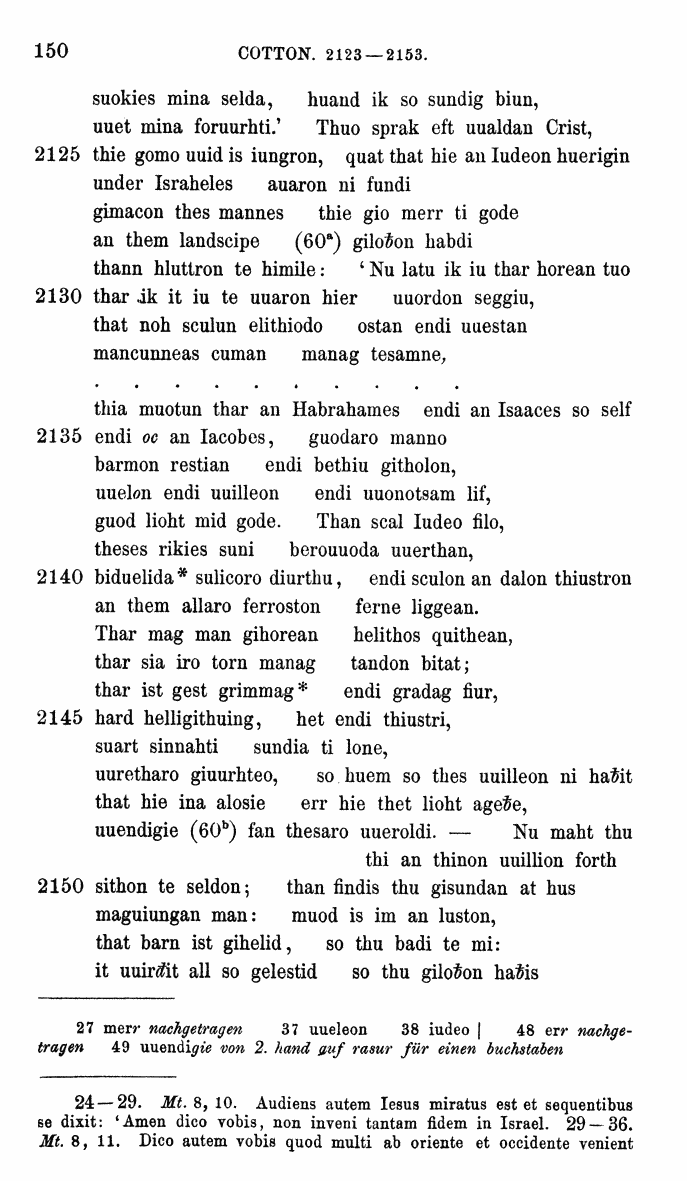 HELIAND herausgegeben von Eduard Sievers (1878) p.  150.