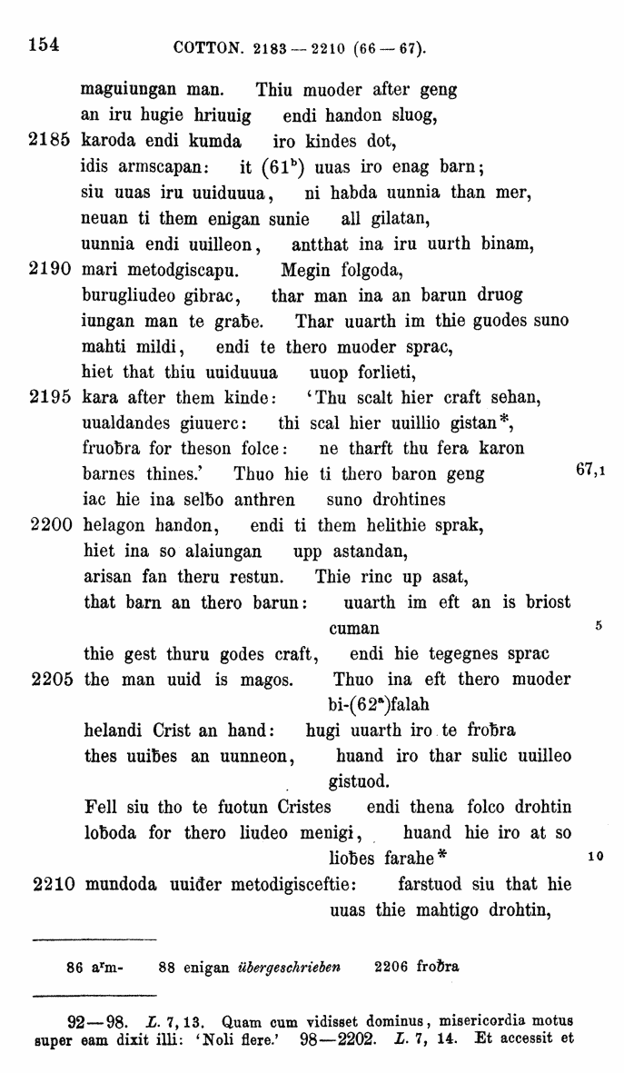 HELIAND herausgegeben von Eduard Sievers (1878) p.  154.