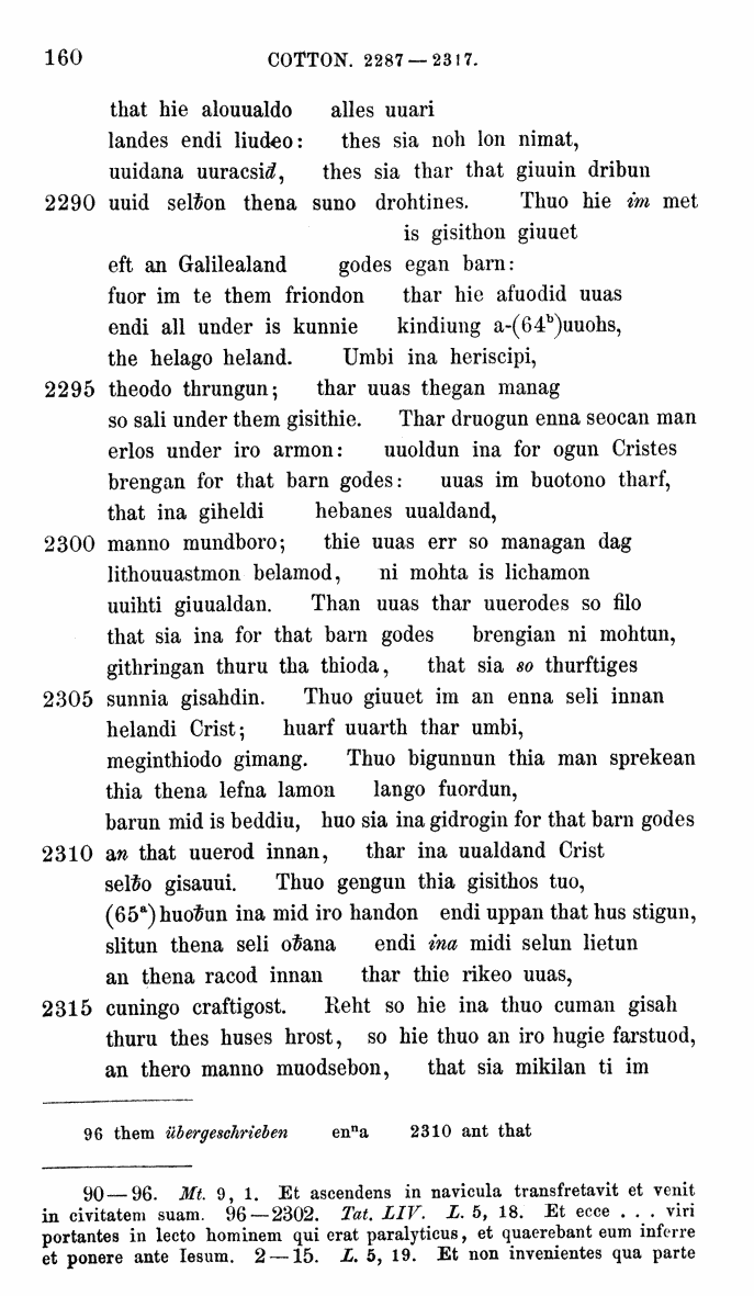 HELIAND herausgegeben von Eduard Sievers (1878) p.  160.