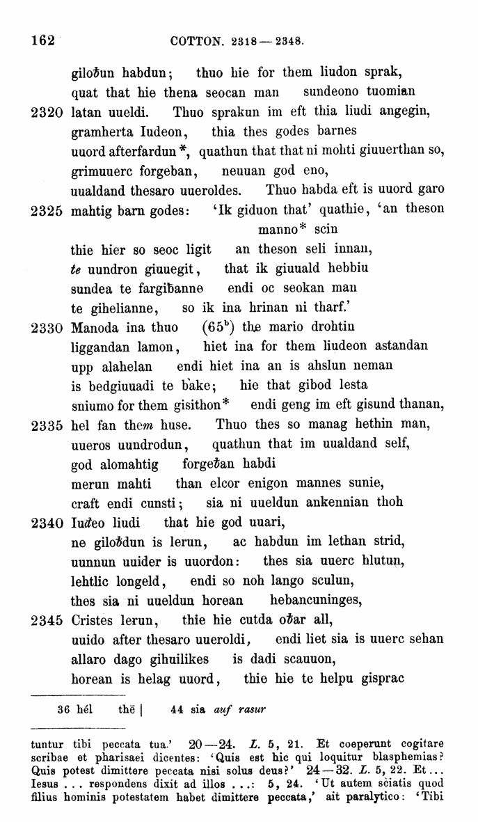 HELIAND herausgegeben von Eduard Sievers (1878) p.  162.