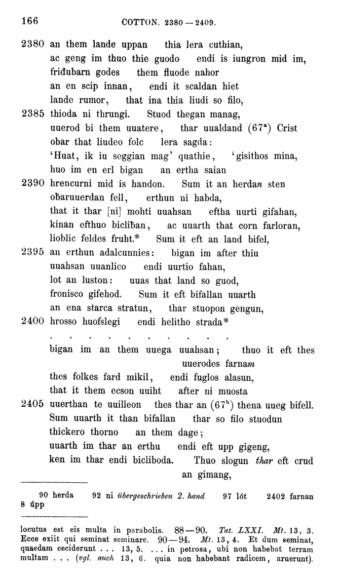 HELIAND herausgegeben von Eduard Sievers (1878) p.  166.
