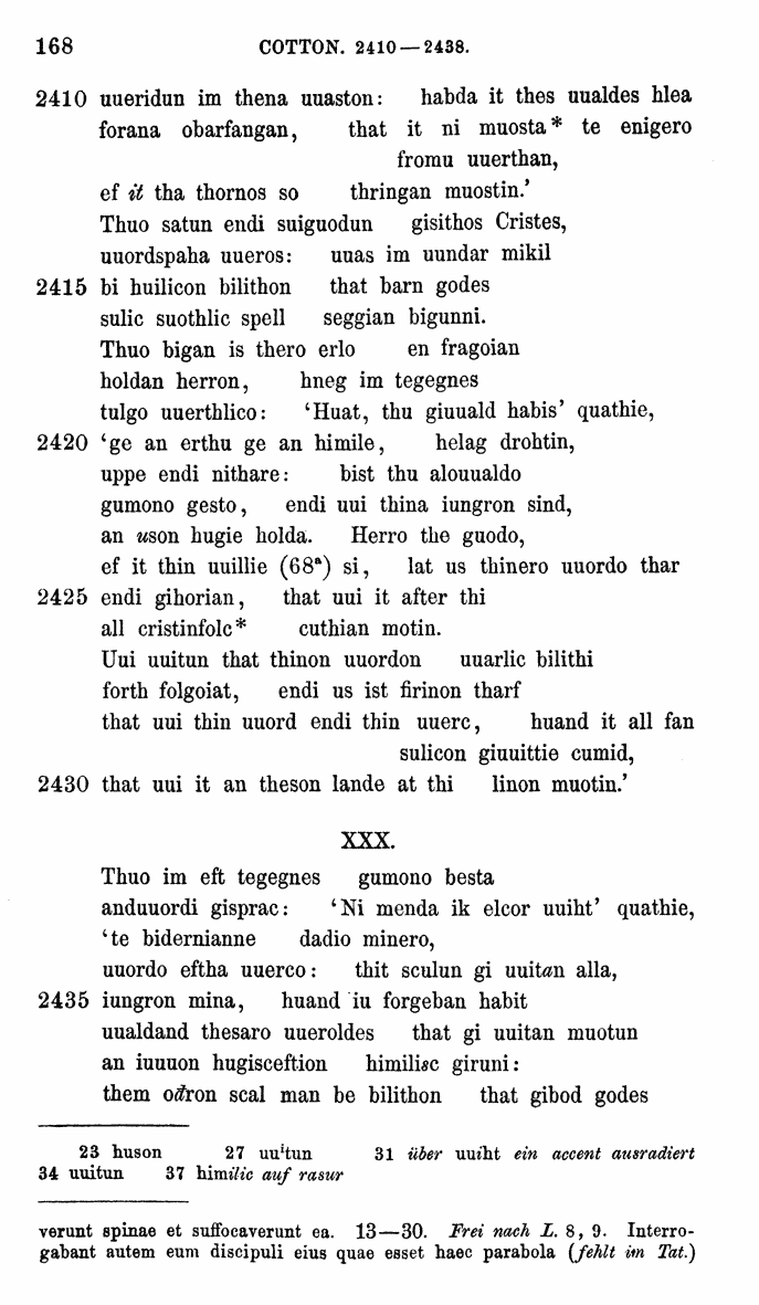 HELIAND herausgegeben von Eduard Sievers (1878) p.  168.