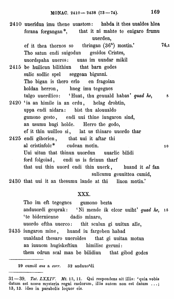 HELIAND herausgegeben von Eduard Sievers (1878) p.  169.