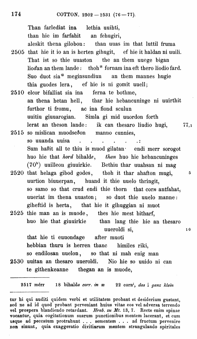 HELIAND herausgegeben von Eduard Sievers (1878) p.  174.