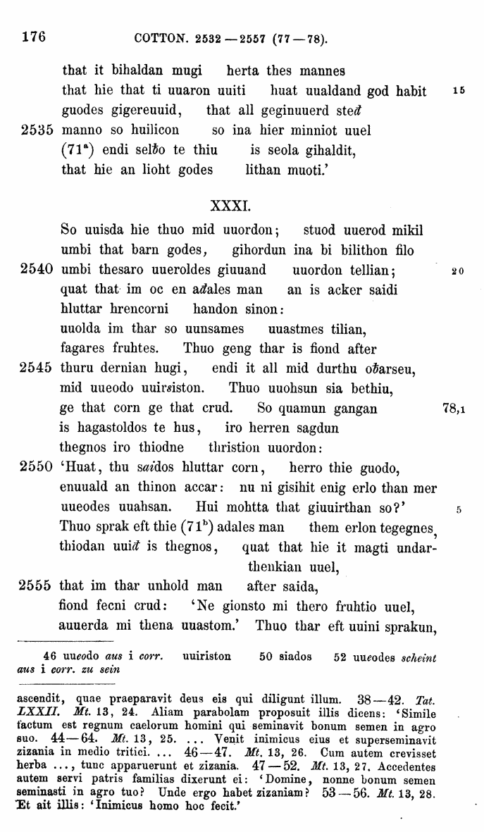 HELIAND herausgegeben von Eduard Sievers (1878) p.  176.